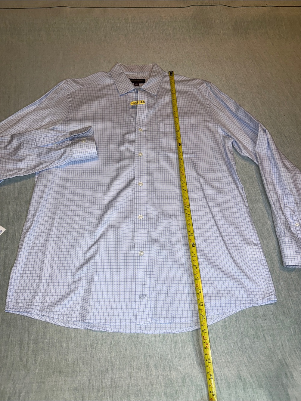 Johnston & Murphy Blue Checked Men's Dress Shirt - Picture 4 of 10